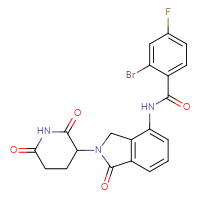 Chemical structure of 2-bromo-N-[2-(2,6-dioxopiperidin-3-yl)-1-oxo-2,3-dihydro-1H-isoindol-4-yl]-4-fluorobenzamide - CSSB03511841003