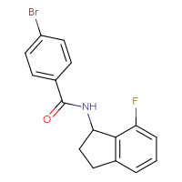 Chemical structure of 4-bromo-N-(7-fluoro-2,3-dihydro-1H-inden-1-yl)benzamide - CSSB06631837588