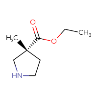Chemical structure of ethyl (3R)-3-methylpyrrolidine-3-carboxylate - CSSB06256040884