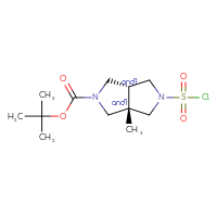 Chemical structure of rac-tert-butyl (3aR,6aS)-5-(chlorosulfonyl)-3a-methyl-octahydropyrrolo[3,4-c]pyrrole-2-carboxylate - CSSB02126802792