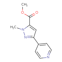 Chemical structure of methyl 1-methyl-3-(pyridin-4-yl)-1H-pyrazole-5-carboxylate - CSSB00045381019