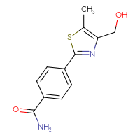 Chemical structure of 4-[4-(hydroxymethyl)-5-methyl-1,3-thiazol-2-yl]benzamide - CSSB06588446618
