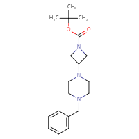 Chemical structure of tert-butyl 3-(4-benzylpiperazin-1-yl)azetidine-1-carboxylate - CSSB00010175296