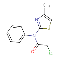 Chemical structure of 2-chloro-N-(4-methyl-1,3-thiazol-2-yl)-N-phenylacetamide - CSSB00000261082