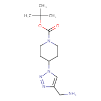 Chemical structure of tert-butyl 4-[4-(aminomethyl)-1H-1,2,3-triazol-1-yl]piperidine-1-carboxylate - CSSB00010781604