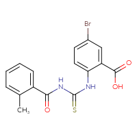 Chemical structure of 5-bromo-2-({[(2-methylphenyl)formamido]methanethioyl}amino)benzoic acid - CSSB00102616091