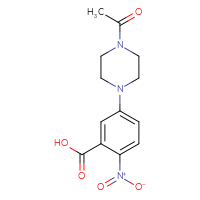 Chemical structure of 5-(4-acetylpiperazin-1-yl)-2-nitrobenzoic acid - CSSB00121583830
