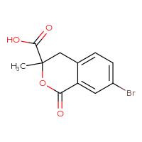 Chemical structure of 7-bromo-3-methyl-1-oxo-3,4-dihydro-1H-2-benzopyran-3-carboxylic acid - CSSB00006818218