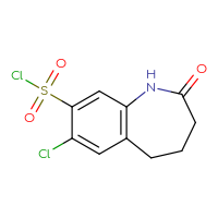 Chemical structure of 7-chloro-2-oxo-2,3,4,5-tetrahydro-1H-1-benzazepine-8-sulfonyl chloride - CSSB00000427011