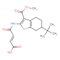 Chemical structure of (2E)-3-{[6-tert-butyl-3-(methoxycarbonyl)-4,5,6,7-tetrahydro-1-benzothiophen-2-yl]carbamoyl}prop-2-enoic acid - CSSB00132541546
