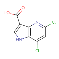 Chemical structure of 5,7-dichloro-1H-pyrrolo[3,2-b]pyridine-3-carboxylic acid - CSSB21509460357
