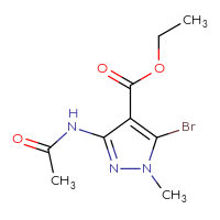 Chemical structure of ethyl 5-bromo-3-acetamido-1-methyl-1H-pyrazole-4-carboxylate - CSSB00043211695