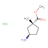 Chemical structure of methyl (1R,3R)-3-amino-1-methylcyclopentane-1-carboxylate hydrochloride - CSSB02235353510