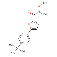 Chemical structure of 5-(4-tert-butylphenyl)-N-methoxy-N-methylfuran-2-carboxamide - CSSB02047606676