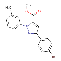 Chemical structure of methyl 3-(4-bromophenyl)-1-(3-methylphenyl)-1H-pyrazole-5-carboxylate - CSSB00159247943