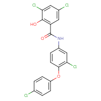 Chemical structure of 3,5-dichloro-N-[3-chloro-4-(4-chlorophenoxy)phenyl]-2-hydroxybenzamide - CSSB06501573658