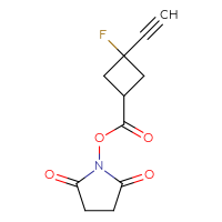 Chemical structure of 2,5-dioxopyrrolidin-1-yl 3-ethynyl-3-fluorocyclobutane-1-carboxylate - CSSB20269788460