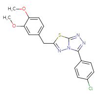 Chemical structure of 3-(4-chlorophenyl)-6-[(3,4-dimethoxyphenyl)methyl]-[1,2,4]triazolo[3,4-b][1,3,4]thiadiazole - CSSB00121637179