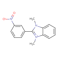 Chemical structure of 1,3-dimethyl-2-(3-nitrophenyl)-1H-1,3-benzodiazol-3-ium - CSSB00121627858