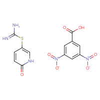 Chemical structure of 3,5-dinitrobenzoic acid; [(6-oxo-1,6-dihydropyridin-3-yl)sulfanyl]methanimidamide - CSSB02125605334