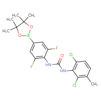 Chemical structure of 3-(2,6-dichloro-3-methylphenyl)-1-[2,6-difluoro-4-(4,4,5,5-tetramethyl-1,3,2-dioxaborolan-2-yl)phenyl]urea - CSSB21332089447