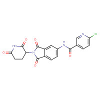 Chemical structure of 6-chloro-N-[2-(2,6-dioxopiperidin-3-yl)-1,3-dioxo-2,3-dihydro-1H-isoindol-5-yl]pyridine-3-carboxamide - CSSB03515550036