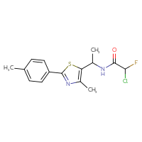 Chemical structure of 2-chloro-2-fluoro-N-{1-[4-methyl-2-(4-methylphenyl)-1,3-thiazol-5-yl]ethyl}acetamide - CSSB21332122947