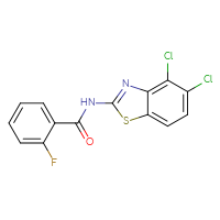 Chemical structure of N-(4,5-dichloro-1,3-benzothiazol-2-yl)-2-fluorobenzamide - CSSB00132447499