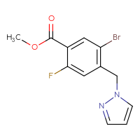 Chemical structure of methyl 5-bromo-2-fluoro-4-[(1H-pyrazol-1-yl)methyl]benzoate - CSSB15046677471