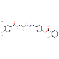 Chemical structure of 4-[(E)-({2-[(3,4-dimethoxyphenyl)formamido]acetamido}imino)methyl]phenyl 2-chlorobenzoate - CSSB02267475432