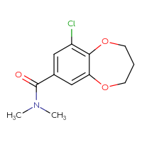 Chemical structure of 9-chloro-N,N-dimethyl-3,4-dihydro-2H-1,5-benzodioxepine-7-carboxamide - CSSB00103391950