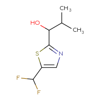 Chemical structure of 1-[5-(difluoromethyl)-1,3-thiazol-2-yl]-2-methylpropan-1-ol - CSSB00120728917