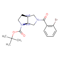 Chemical structure of rac-tert-butyl (3aR,6aR)-5-(2-bromobenzoyl)-octahydropyrrolo[2,3-c]pyrrole-1-carboxylate - CSSB21432471010