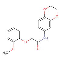 Chemical structure of N-(2,3-dihydro-1,4-benzodioxin-6-yl)-2-(2-methoxyphenoxy)acetamide - CSSB00026103660