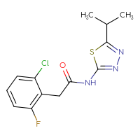 Chemical structure of 2-(2-chloro-6-fluorophenyl)-N-[5-(propan-2-yl)-1,3,4-thiadiazol-2-yl]acetamide - CSSB00046156606
