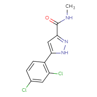 Chemical structure of 5-(2,4-dichlorophenyl)-N-methyl-1H-pyrazole-3-carboxamide - CSSB21043418963