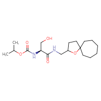 Chemical structure of propan-2-yl N-[(1S)-2-hydroxy-1-[({1-oxaspiro[4.6]undecan-2-yl}methyl)carbamoyl]ethyl]carbamate - CSSB21432531443