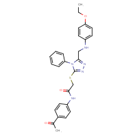 Chemical structure of N-(4-acetylphenyl)-2-[(5-{[(4-ethoxyphenyl)amino]methyl}-4-phenyl-4H-1,2,4-triazol-3-yl)sulfanyl]acetamide - CSSB00121699247