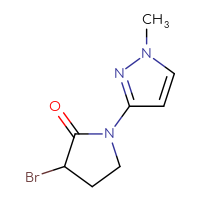 Chemical structure of 3-bromo-1-(1-methyl-1H-pyrazol-3-yl)pyrrolidin-2-one - CSSB00000757114