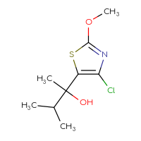 Chemical structure of 2-(4-chloro-2-methoxy-1,3-thiazol-5-yl)-3-methylbutan-2-ol - CSSB14853511249