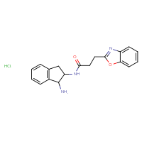 Chemical structure of N-(1-amino-2,3-dihydro-1H-inden-2-yl)-3-(1,3-benzoxazol-2-yl)propanamide hydrochloride - CSSB20620691931