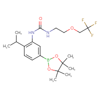 Chemical structure of 1-[2-(propan-2-yl)-5-(4,4,5,5-tetramethyl-1,3,2-dioxaborolan-2-yl)phenyl]-3-[2-(2,2,2-trifluoroethoxy)ethyl]urea - CSSB21332092444