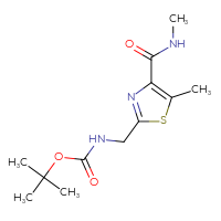 Chemical structure of tert-butyl N-{[5-methyl-4-(methylcarbamoyl)-1,3-thiazol-2-yl]methyl}carbamate - CSSB00114090919