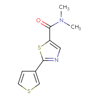 Chemical structure of N,N-dimethyl-2-(thiophen-3-yl)-1,3-thiazole-5-carboxamide - CSSB01432918977