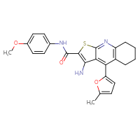 Chemical structure of 3-amino-N-(4-methoxyphenyl)-4-(5-methylfuran-2-yl)-5H,6H,7H,8H-thieno[2,3-b]quinoline-2-carboxamide - CSSB00121730488