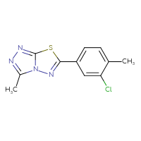 Chemical structure of 6-(3-chloro-4-methylphenyl)-3-methyl-[1,2,4]triazolo[3,4-b][1,3,4]thiadiazole - CSSB00132434449