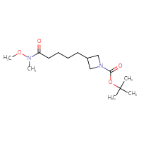 Chemical structure of tert-butyl 3-{4-[methoxy(methyl)carbamoyl]butyl}azetidine-1-carboxylate - CSSB21151590154