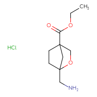 Chemical structure of ethyl 1-(aminomethyl)-2-oxabicyclo[2.2.1]heptane-4-carboxylate hydrochloride - CSSB20963516147