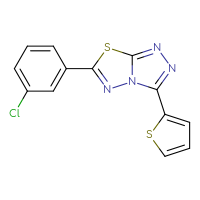 Chemical structure of 6-(3-chlorophenyl)-3-(thiophen-2-yl)-[1,2,4]triazolo[3,4-b][1,3,4]thiadiazole - CSSB00121637439