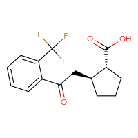 Chemical structure of (1R,2S)-2-{2-oxo-2-[2-(trifluoromethyl)phenyl]ethyl}cyclopentane-1-carboxylic acid - CSSB00025752227